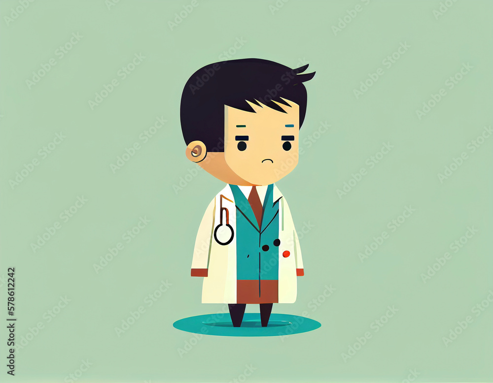 Illustration of cute asian doctor, Generative AI. Illustration of cute asian doctor, Generative AI.