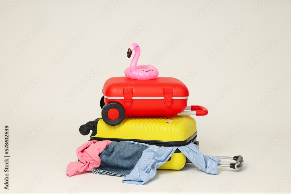 Fototapeta premium Suitcase, luggage, baggage for summer travel and vacation