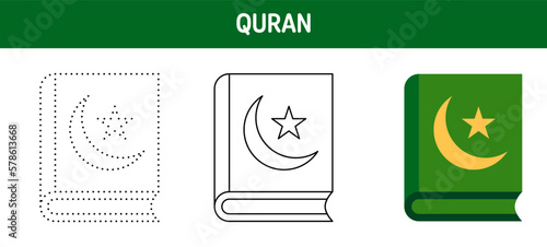 Quran tracing and coloring worksheet for kids