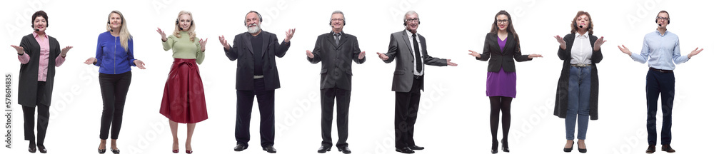 group of business people with microphone isolated group of business people with microphone isolated