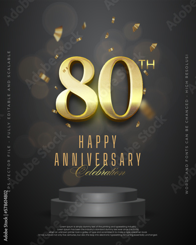vector 80th anniversary with text effect editable numbers and luxury decoration ornament