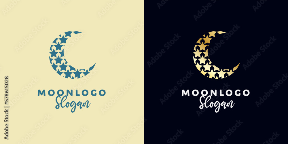 Obraz premium Elegant crescent moon logo design. Abstract style illustration for background, cover, banner. Ramadan Kareem