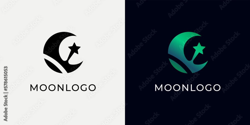 Crescent moon logo design. Abstract style illustration for background, cover, banner. Ramadan Kareem Crescent moon logo design. Abstract style illustration for background, cover, banner. Ramadan Kareem