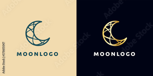 Elegant crescent moon logo design. Abstract style illustration for background, cover, banner. Ramadan Kareem