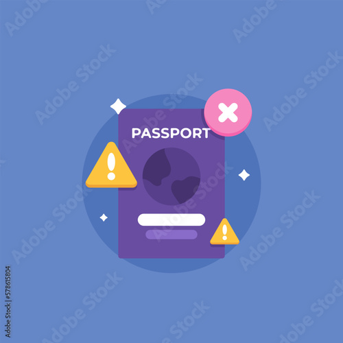 fake passport, dangers of Falsification of Identity Documents. denied or wrong passport. document that used to travel between countries. citizenship. illustration concept design. vector elements