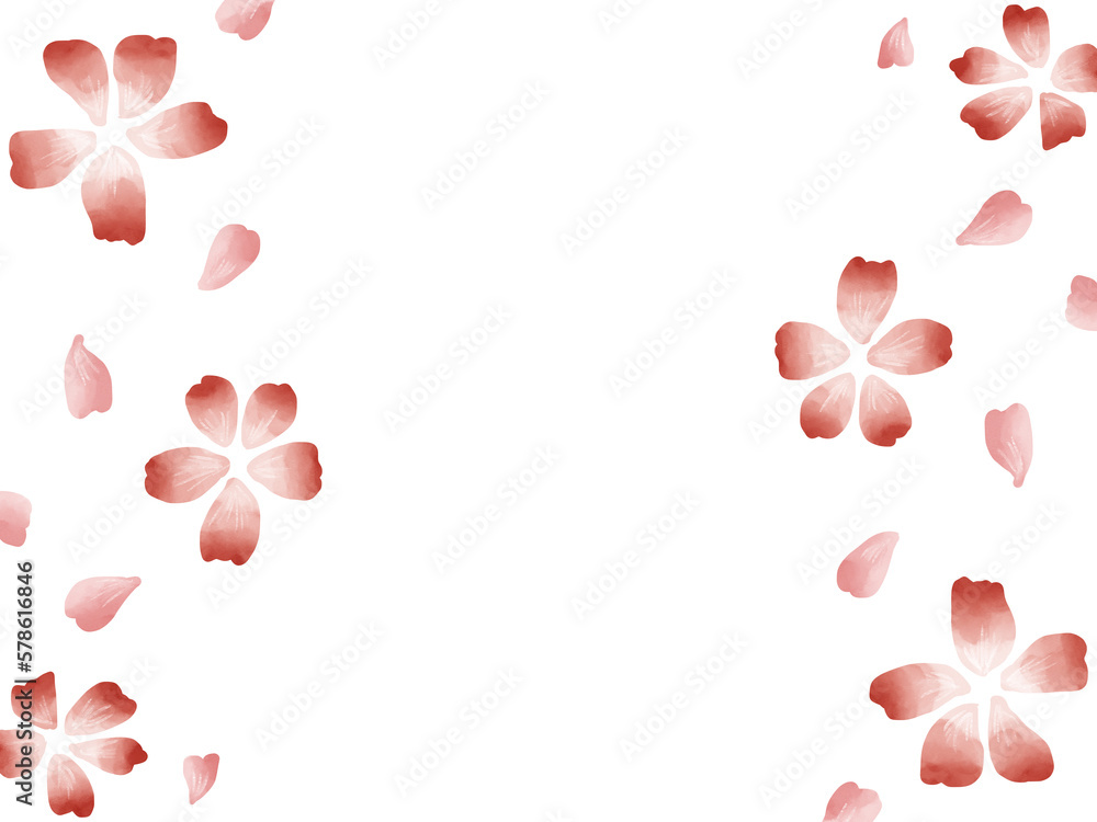 水彩風の桜の花の美しいフレーム背景