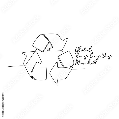 single line art of global recycle day good for global recycle day celebrate. line art. illustration.