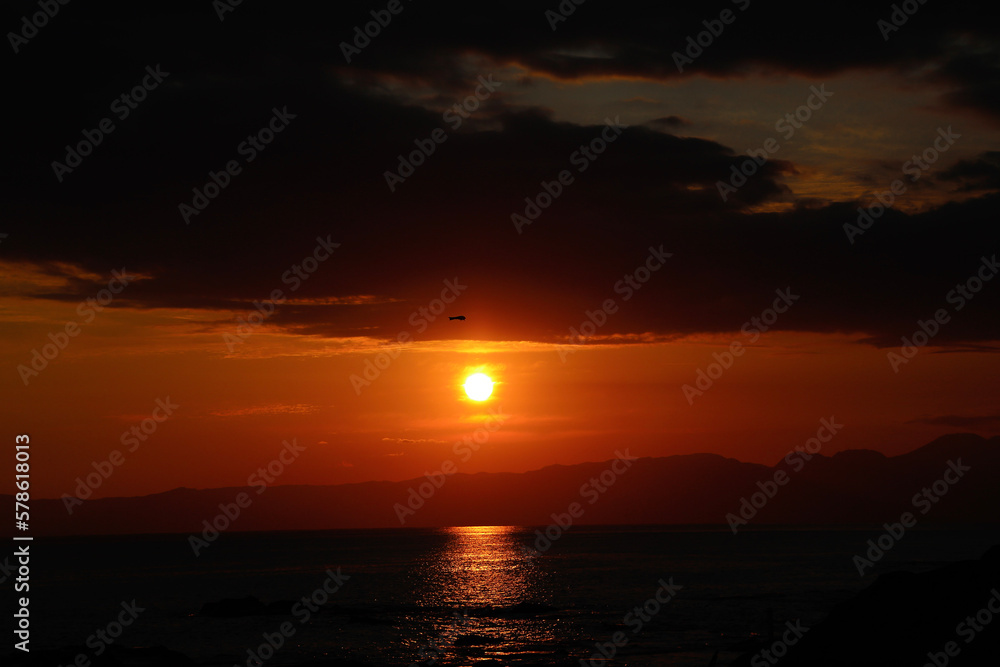 夕陽と海