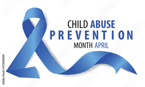 Vector illustration on the theme of National Child abuse prevention and awareness month of April with blue and white ribbon.