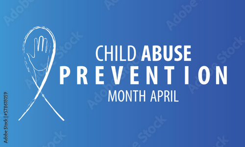 Vector illustration on the theme of National Child abuse prevention and awareness month of April with blue and white ribbon.