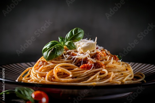 Italian spaghetti with tomato sauce. Generative AI