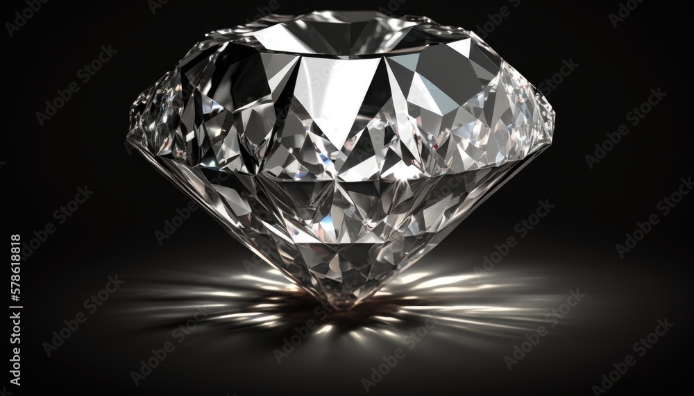diamond on black background. Generative AI diamond on black background. Generative AI