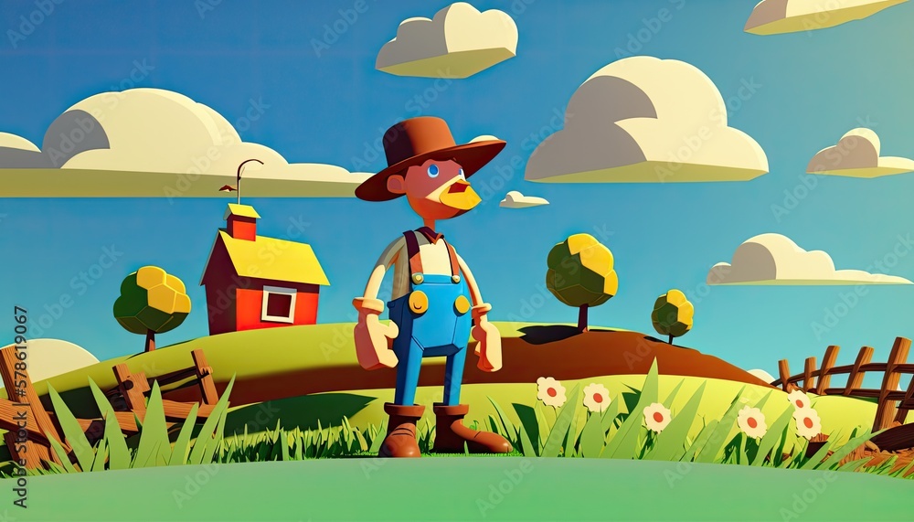 Children's book cartoon 3d farmhouse Generative AI