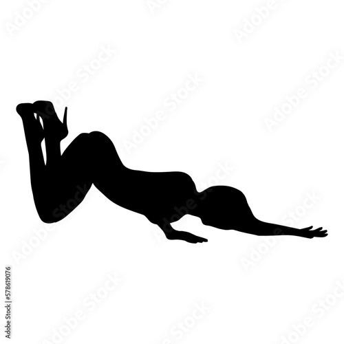 Sexy woman laying silhouette vector illustration isolated on white