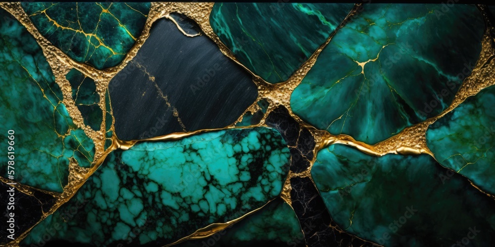 Gold and green marble stone textured background wallpaper. Generative