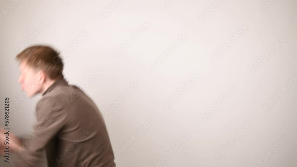 Man grabbing and pulling something on a white background. Man grabbing and pulling something on a white background.