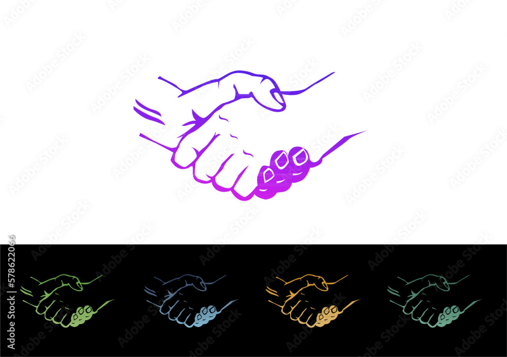 Fototapeta premium Handshake icon isolated on white and black background. Vector Illustration
