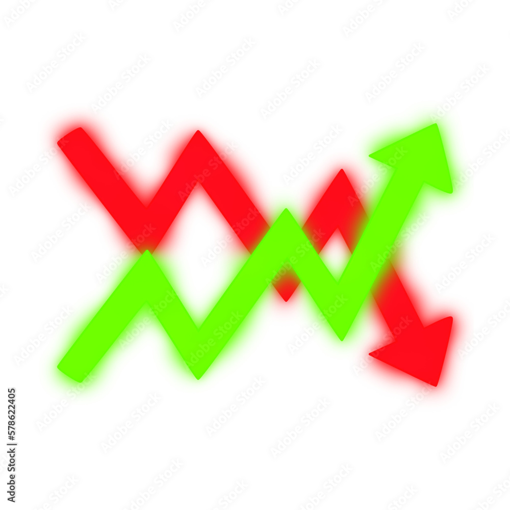 3D illustration of a market movement with a green arrow up and a red arrow down with the transparent png 3D illustration of a market movement with a green arrow up and a red arrow down with the transparent png