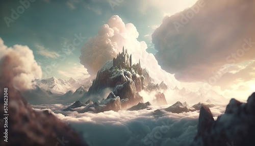 Magic island home of the wizard in the clouds aI generated © ArtDingo