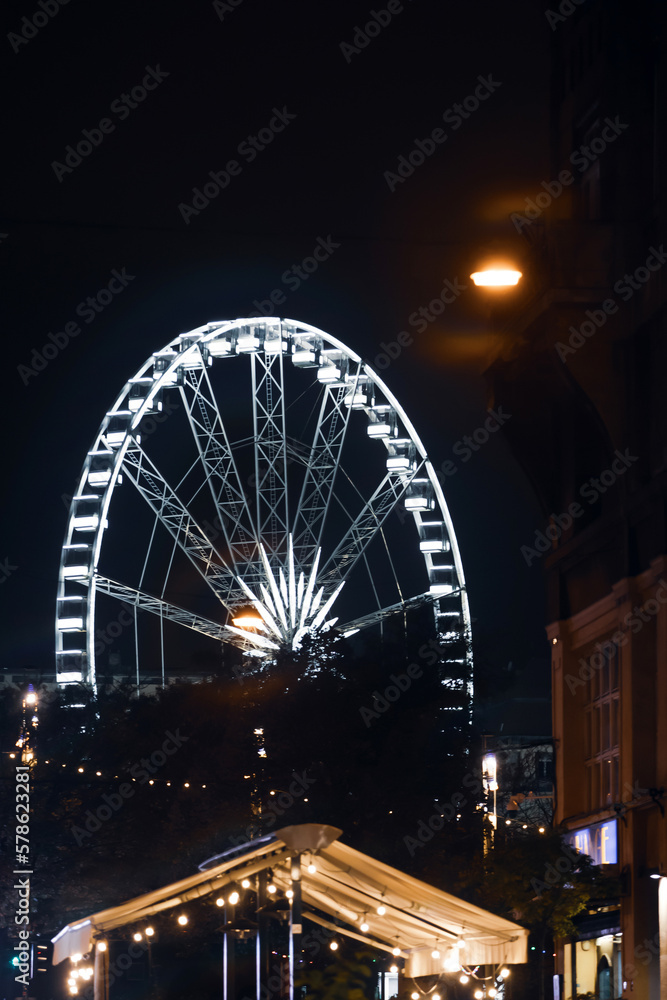 Ferris wheel at twilight in Budapest