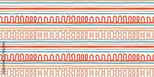 Stripes hand drawn tribal pattern. Background ethnic drawing. Vector illustration for fashion textile print.