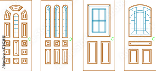 sketch vector detail illustration of classic wooden door