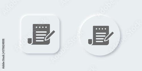 Draft solid icon in neomorphic design style. Paper signs vector illustration.