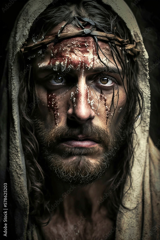 The sufferings of Jesus Christ in the crown of thorns. AI generativ. The sufferings of Jesus Christ in the crown of thorns. AI generativ.