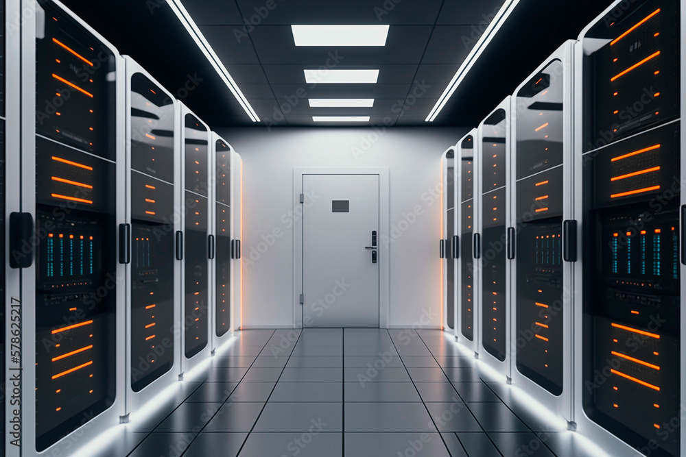 server room full of servers. AI generativ. server room full of servers. AI generativ.