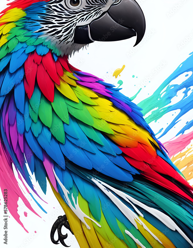 Fototapeta premium A parrot Splash art. AI generated illustration