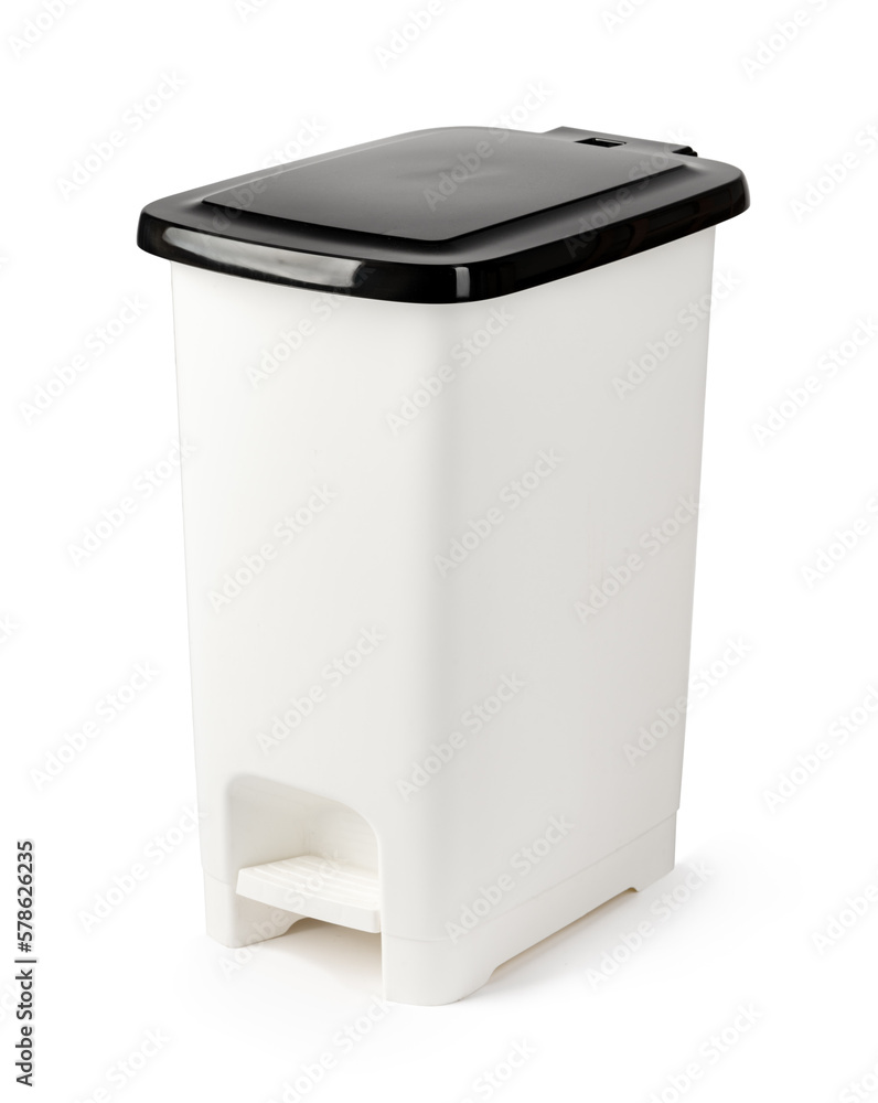 White plastic waste bin isolated on white White plastic waste bin isolated on white