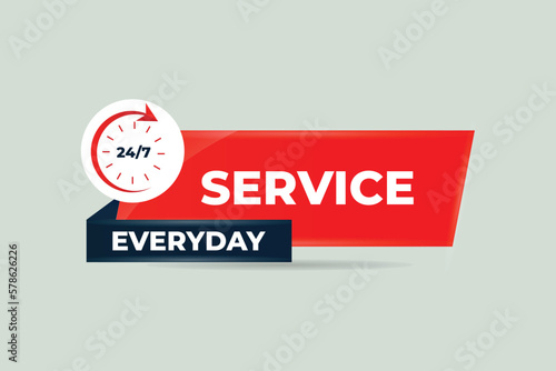 24 hour service everyday design vector with clock Vector illustration