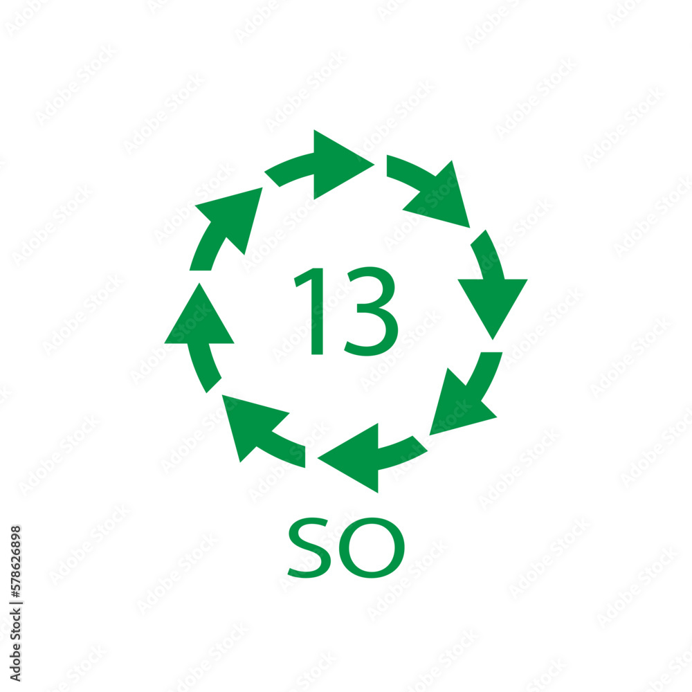 Battery recycling symbol 13 SO. Vector illustration Battery recycling symbol 13 SO. Vector illustration