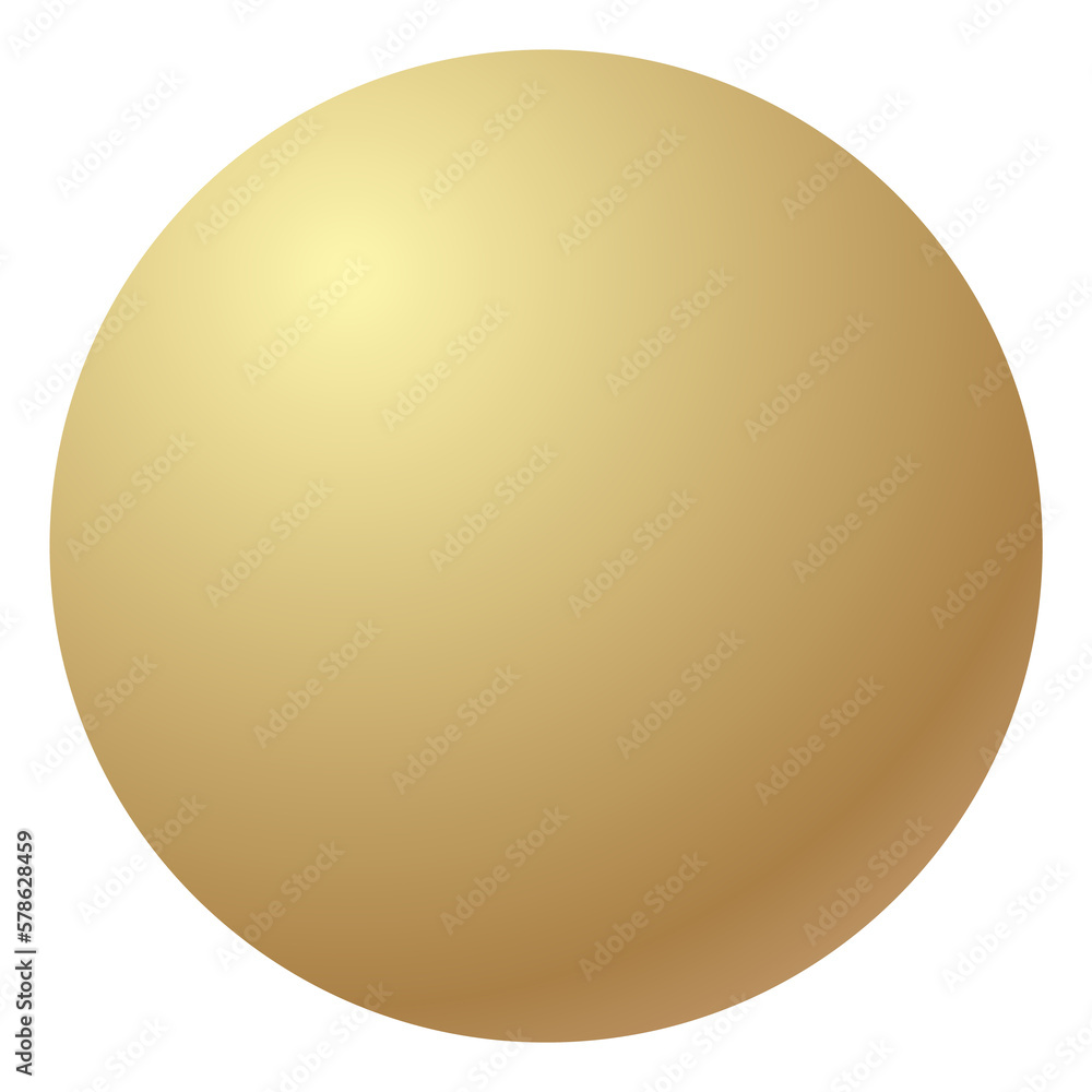 Gold metal sphere in realistic style. Rivet screw head
