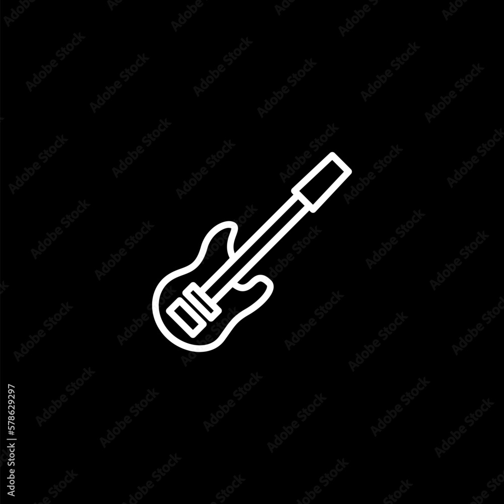 Guitar icon isolated on black background from music collection. Guitar icon isolated on black background from music collection.