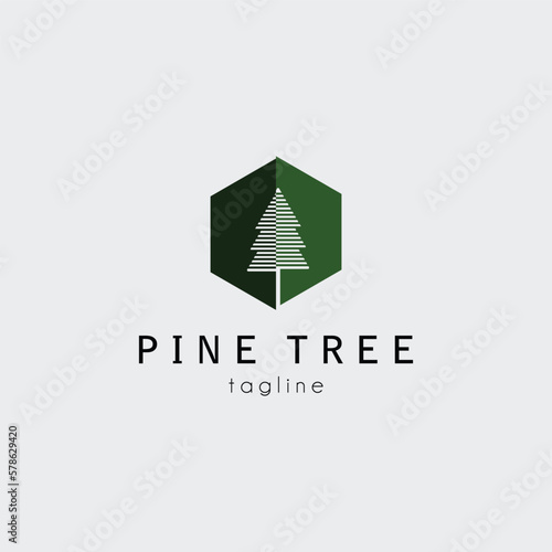 pine trees logo vector design for use brand company identity