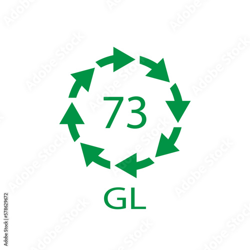 Bottle Glass recycling code 73 GL. Vector illustration