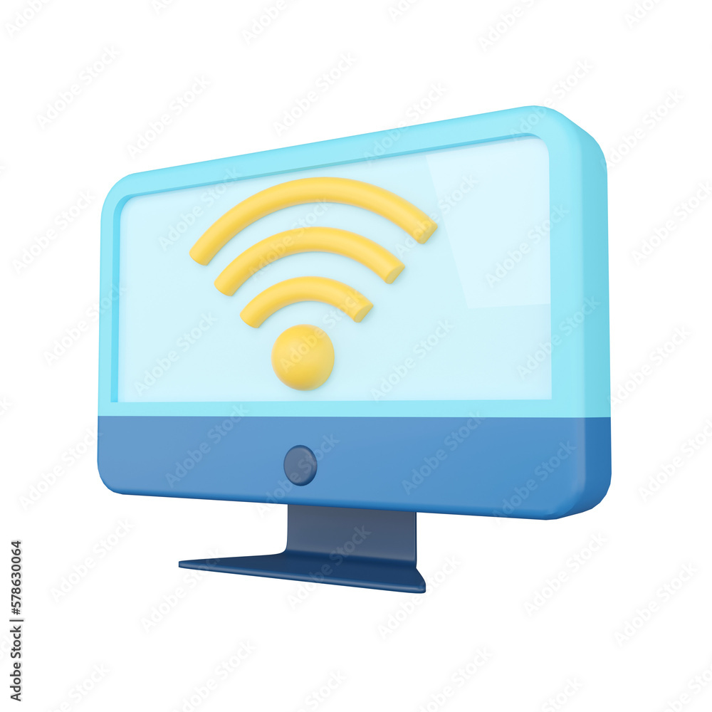 Computer. Wireless Network. 3D rendering.
Computer. Wireless Network. 3D rendering.