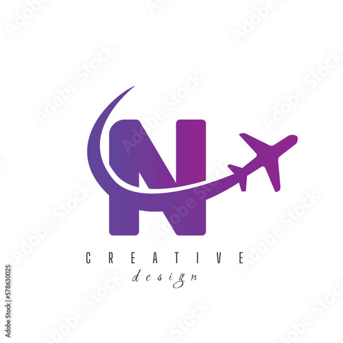 N letter with Creative Air Travel Logo Design Air Travel Logo Design Template. tour and travel logo design