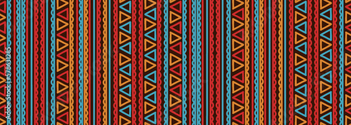 Stripes triangle pattern, tribal hand drawn repeat geometric, colorful drawing. African navajo background, ethnic vector illustration, good for print and wrapping textile.