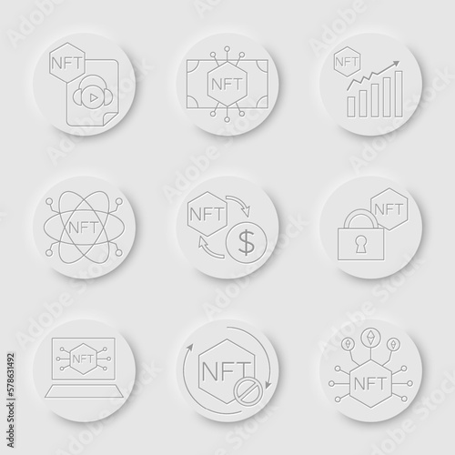 NFT technology line icon set. Crypto Icon or Logo Symbol vector illustration