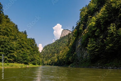 Dunajec river in Pieniny mountains - Poland. Summer morning, river rafting, experience, adventure. photo