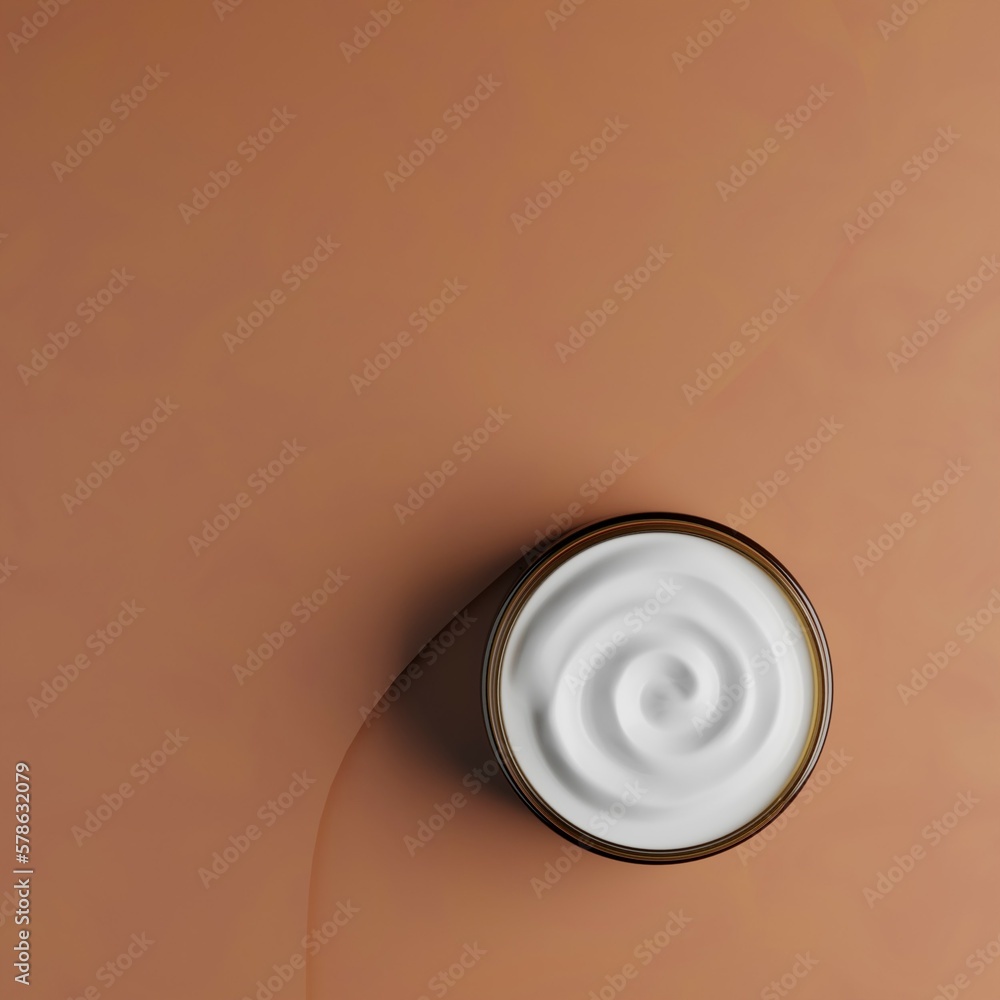 3d illustration. Cream texture. Cosmetics on warm brown earthy background with copy space for text or product presentation. Minimal elegant presentation. Eco bio organic natural cosmetics and beauty 3d illustration. Cream texture. Cosmetics on warm brown earthy background with copy space for text or product presentation. Minimal elegant presentation. Eco bio organic natural cosmetics and beauty