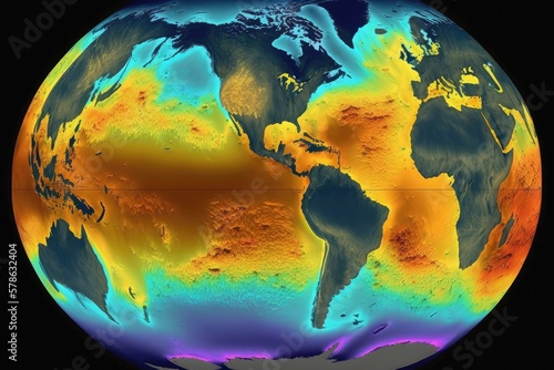 Ocean temperatures rise planet earth. Generative AI photo