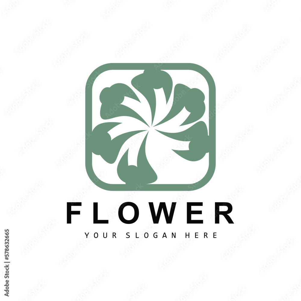 Flower Logo, Ornamental Plant Design, Plant Vector, Product Brand Template Icon