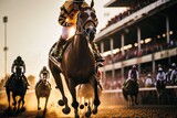 Jockeying for the Win at the Kentucky Derby. Generative AI illustration.