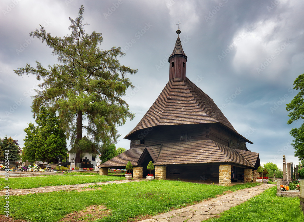 The wood church of Tvrdosin in central Slovakia, Unesco Heritage Site, Europe.
