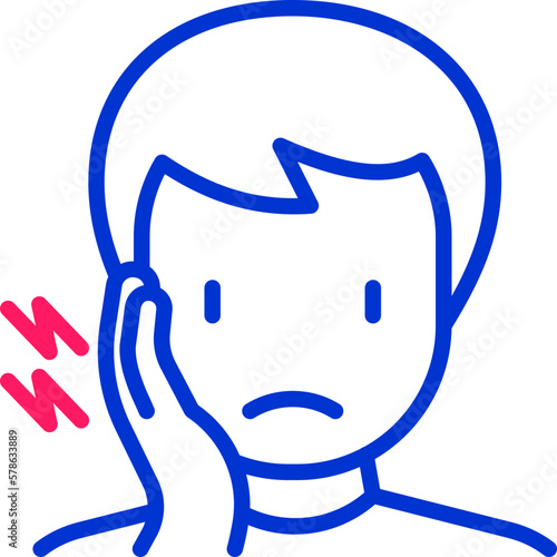 Man with toothache thin line icon. Modern vector illustration.