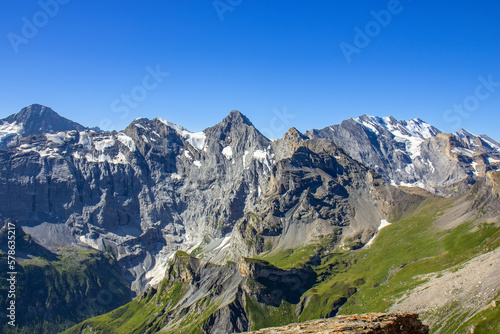 View on the Jungfrau Swiss Alps and glacier from Schlithorn mountain
