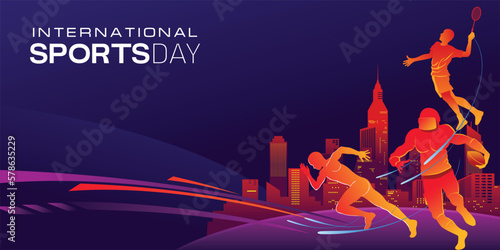 Sports Background Vector. International Sports Day Illustration. Graphic Design for the decoration of gift certificates, banners, and flyer
